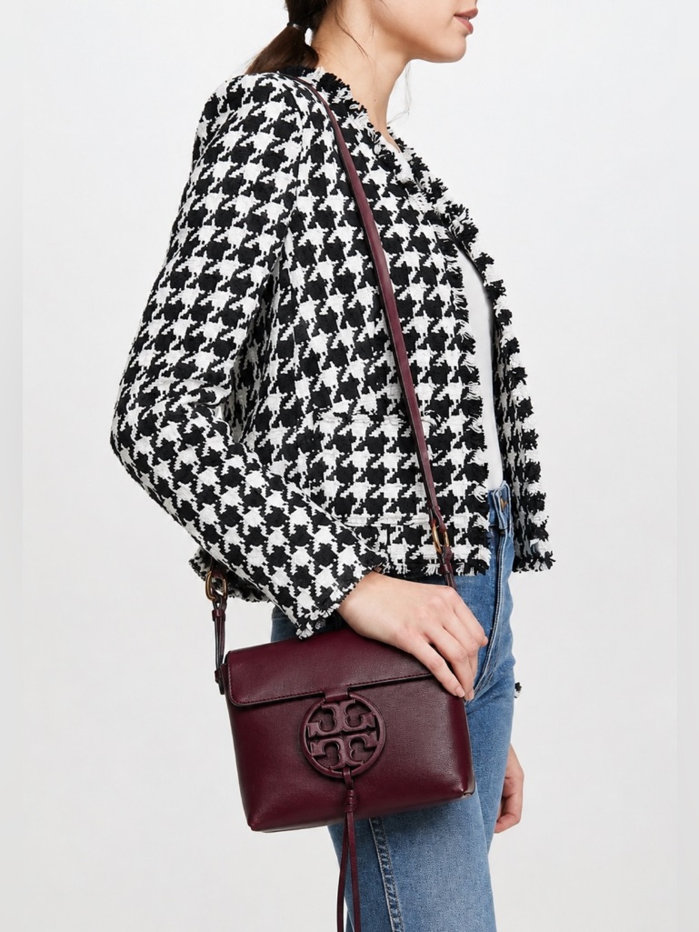 Tory Burch Miller Deep Red Leather Crossbody Port Bag